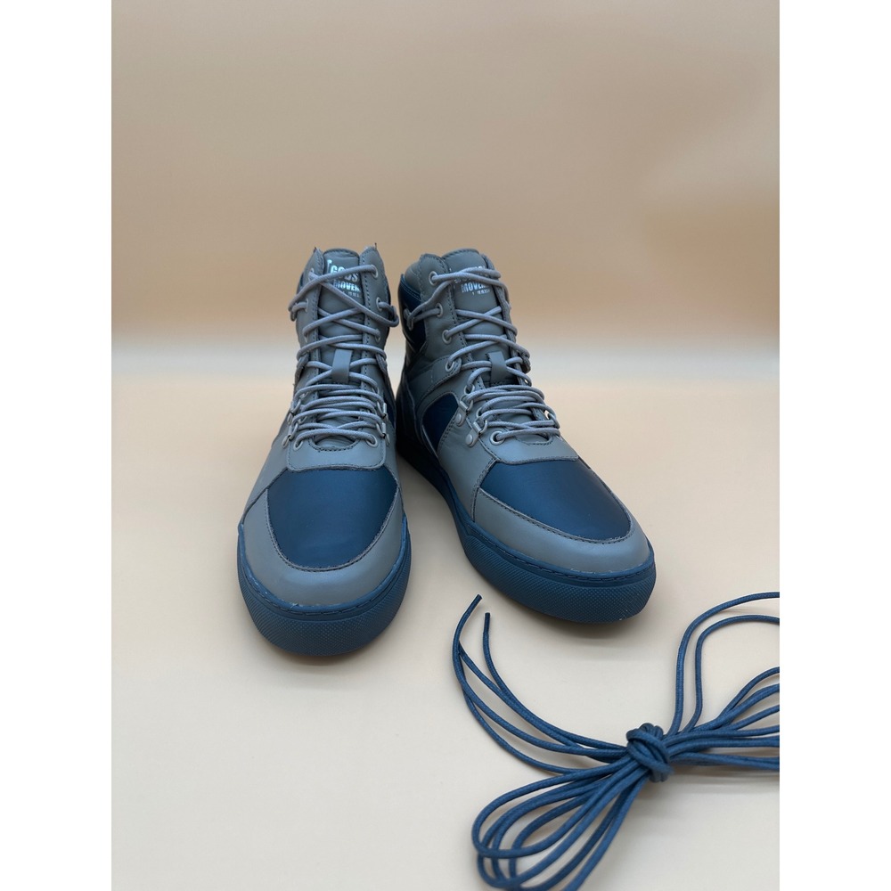 Godspeed Movement Mens High Top Leather Sneakers Grey Navy Blue Size 10